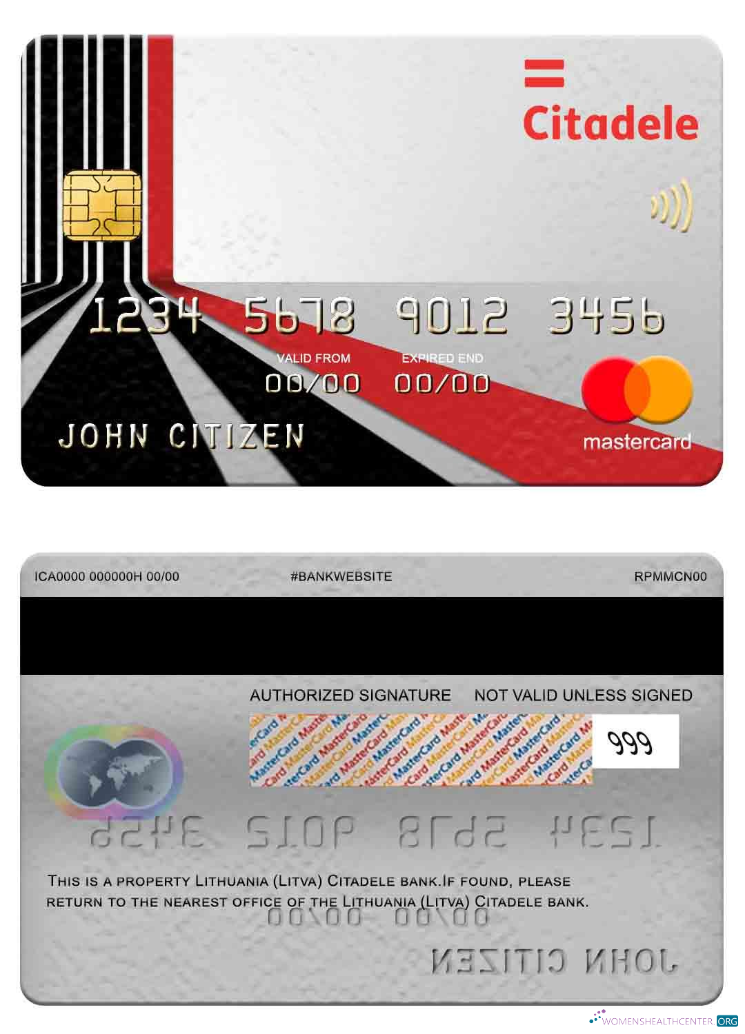Download Lithuania (Litva) Citadele bank mastercard Photoshop template